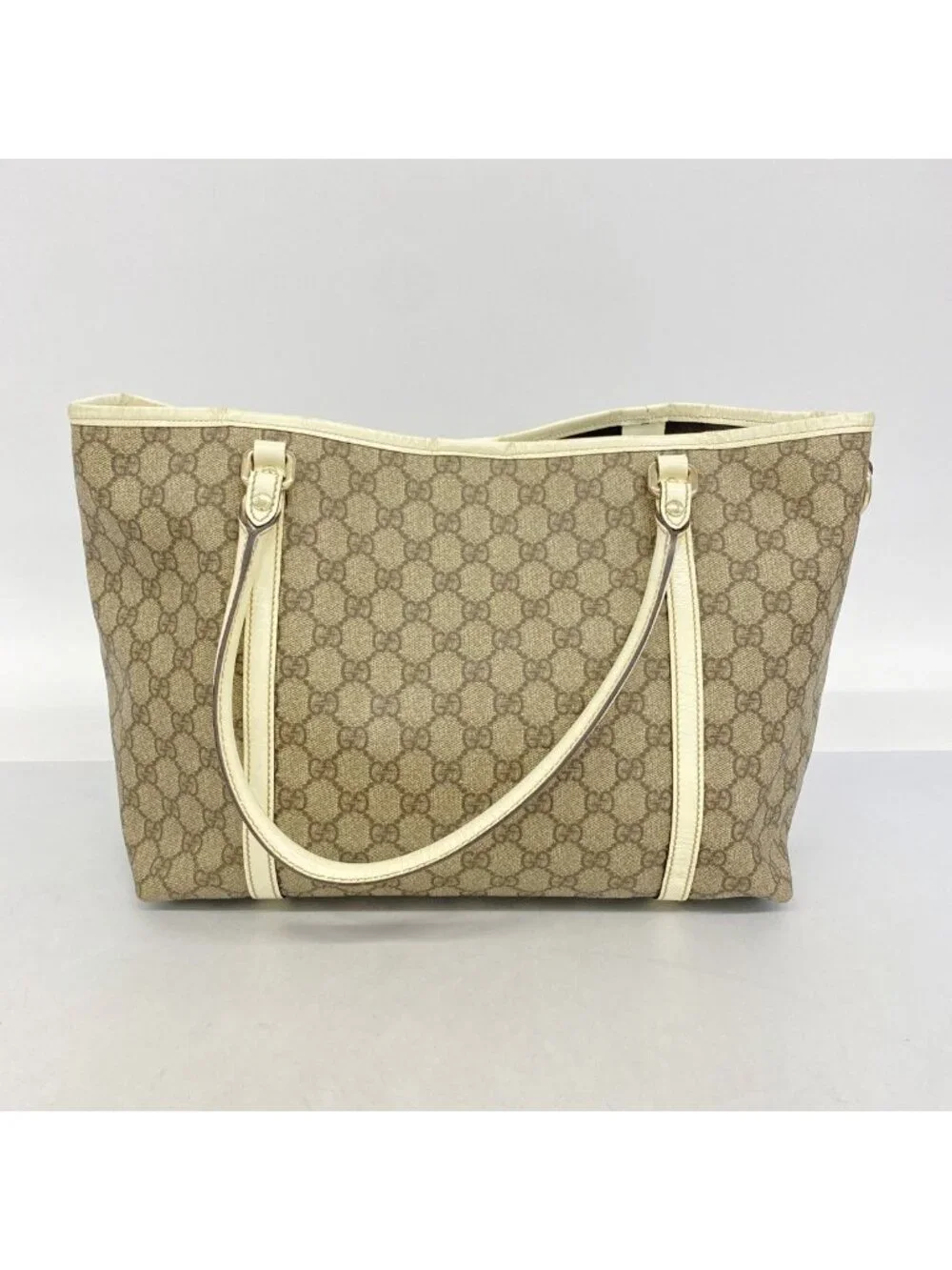 Gucci Tote GG Supreme Brown Champagne Gold